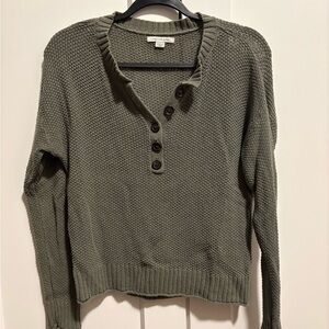 American Eagle Outfitters Dark Green V-Neck Sweater